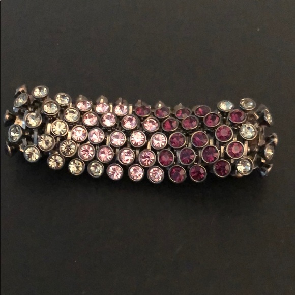 GUNMETAL & BEZEL CRYSTAL ELASTIC BRACELET - Picture 2 of 9